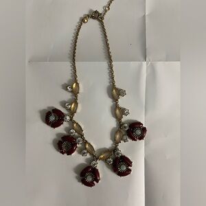 Elegant Floral Necklace with Burgundy Accents